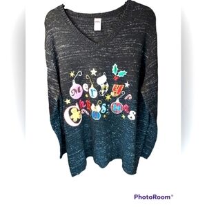 Holiday Time Black silver 3X Christmas sweater 22w/24w party/ugly